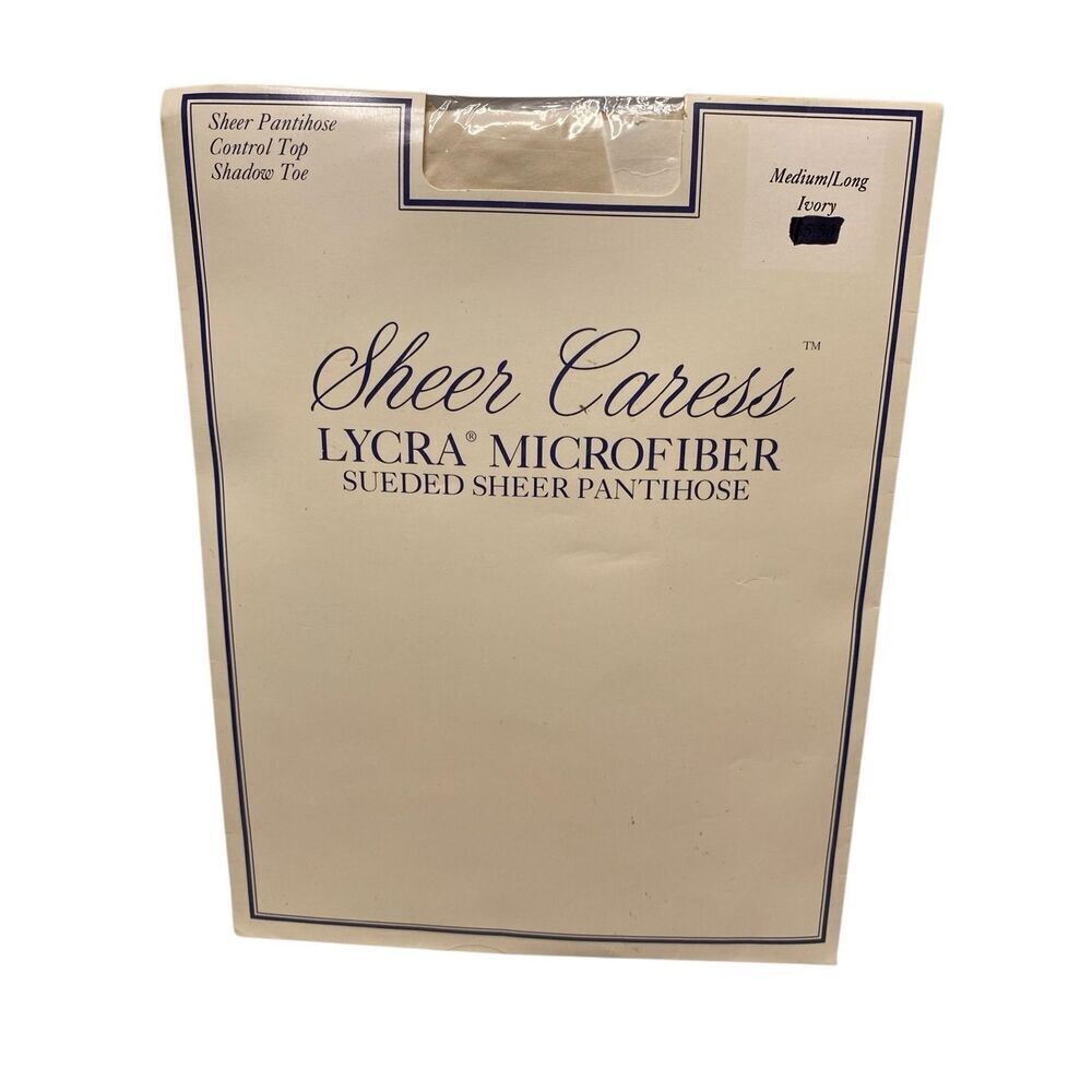 Sheer Caress Lycra Microfiber Pantyhose Ivory Med Large Sueded Sheer Control Top
